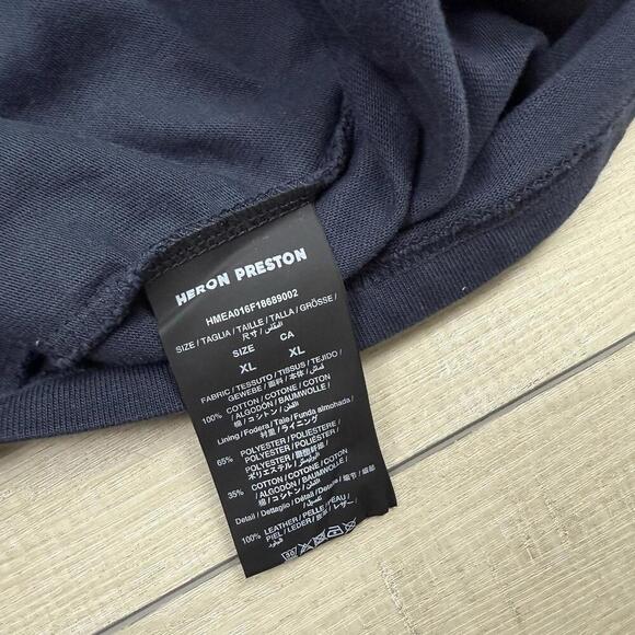 Heron Preston World Tour Long Sleeve Shirt Mens XL Navy Blue Graphic Italy Made - Picture 10 of 10